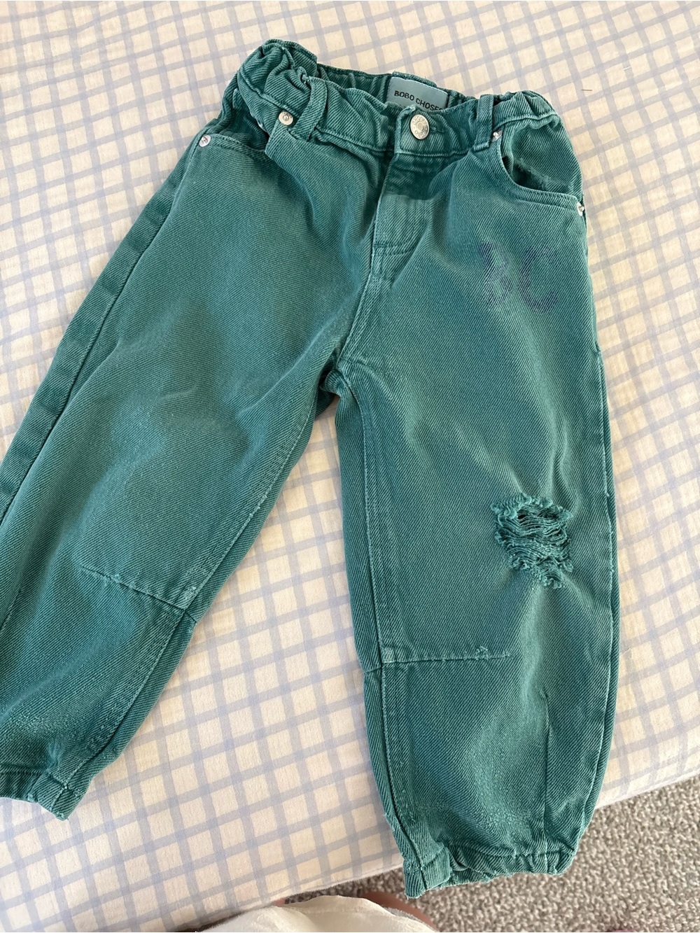Bobo Choses Teal Kids Jeans with Adjustable Waist